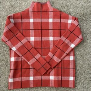 Jones New York Orange, White and Black Knit Sweater